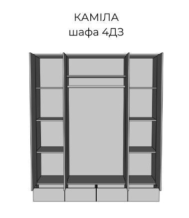 шкаф Камила 4ДЗ (1890х615 h-2200мм) дуб артизан + графит Мир Мебели X5122500 фото