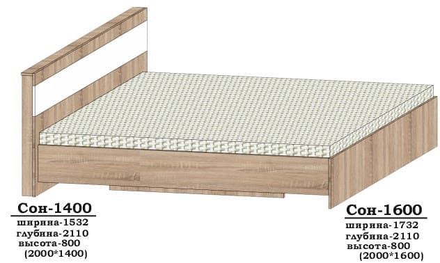 ліжко Сон-1600 160х200 Алекса-СМ (1732х2110 h-800мм) X460141 фото